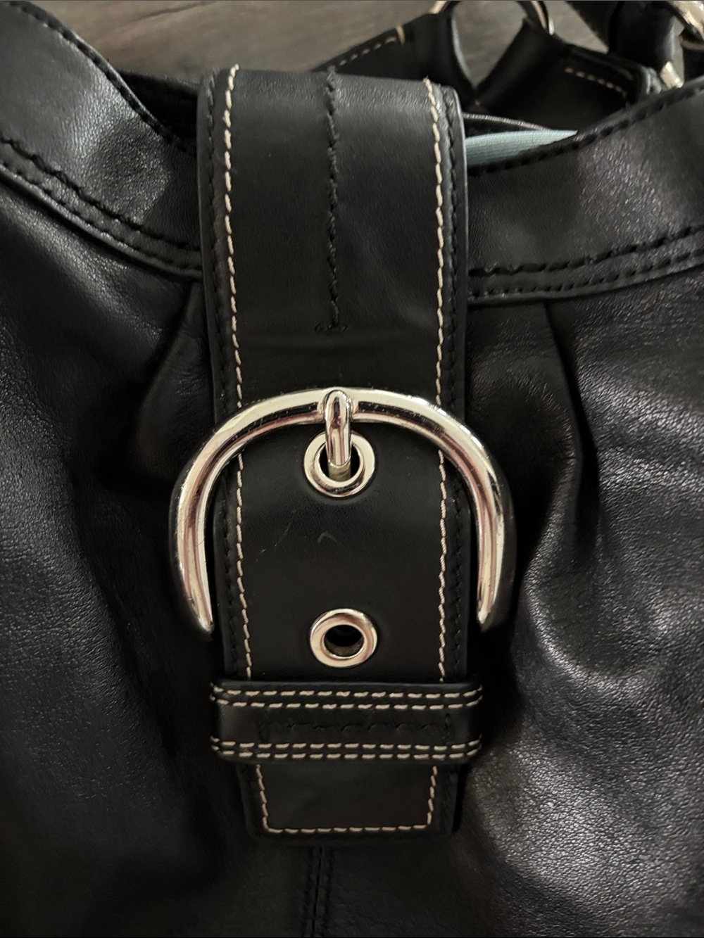 Coach Large SoHo Lynn Hobo Bag Leather Shoulder Handbag Purse Black Pre-Owned - Picture 7 of 15